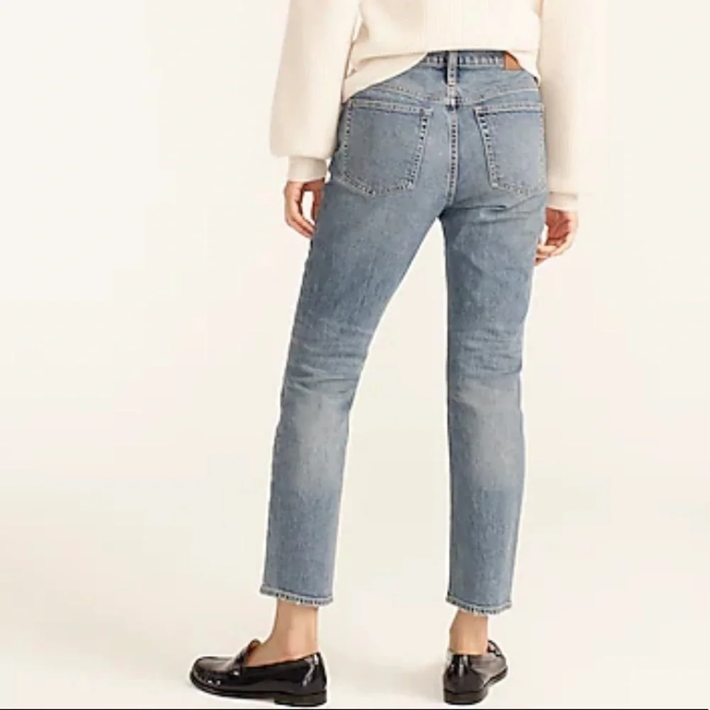 J crew slim boyfriend jeans tinted indigo distressed